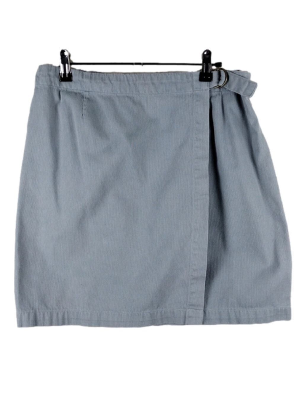 L.L. Bean Petite Light Blue 100% Cotton Athleisure Mini Adjustable Wrap Skirt